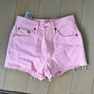 Levis 501 Button up cotton candy Pink denim jeans shorts Size 25 waist